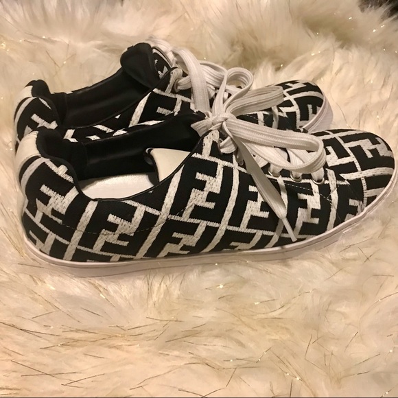 FENDI Sneakers Roma Black/White FF Tech Fabric lace-up🇮🇹 - Picture 11 of 11